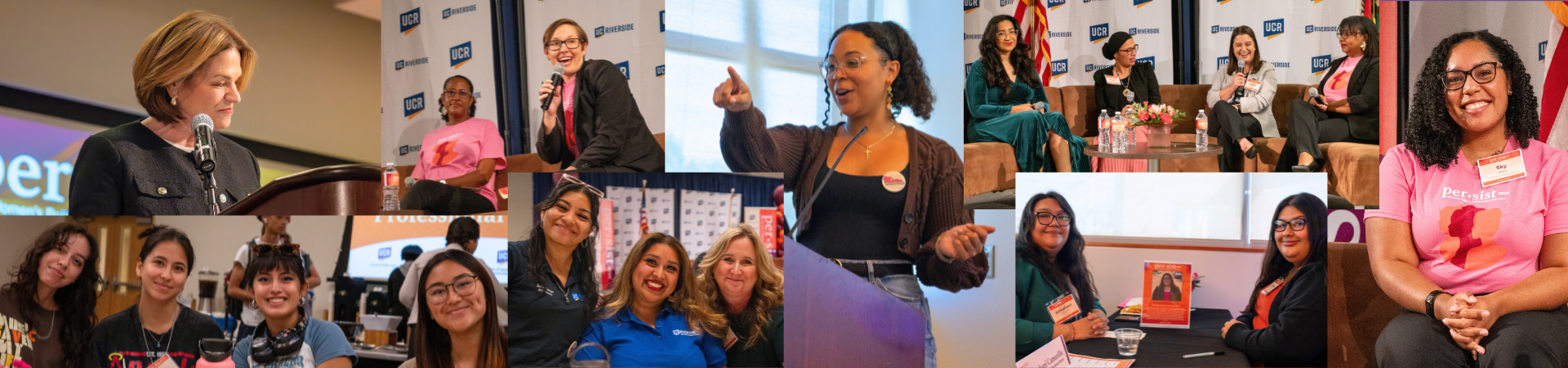 A picture collage of women at the Persist conference.