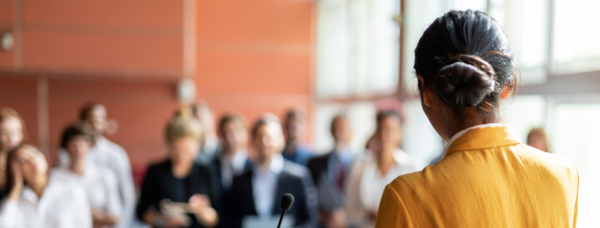 A woman giving a presentation