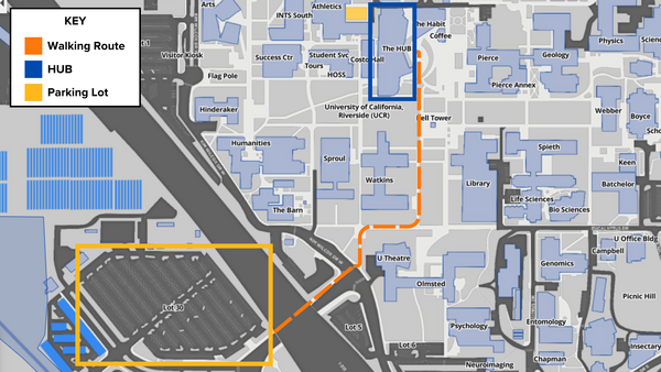 Map of Lot 30 to the HUB.